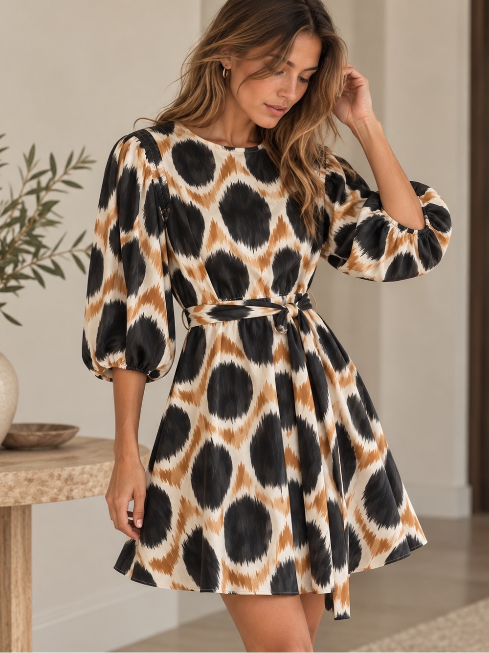 Anthropologie Maeve Puff Sleeve Mini Dress XS Petite 100% Cotton